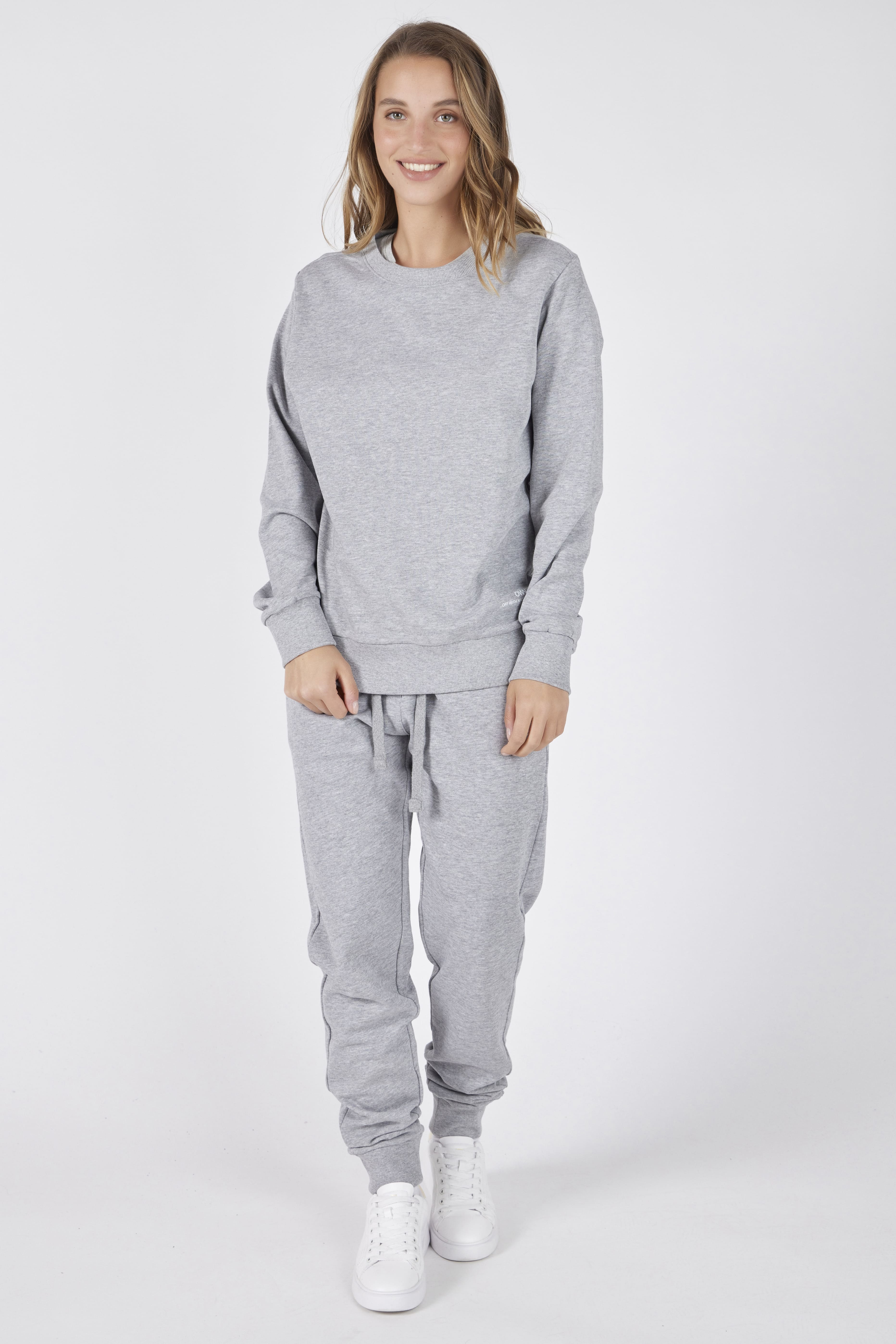 Set Felpa Felpata Girocollo + Joggers Felpati Grigio Chiaro Melange