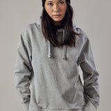 Fleece Hoodie with Side Slits Light Grey Marl