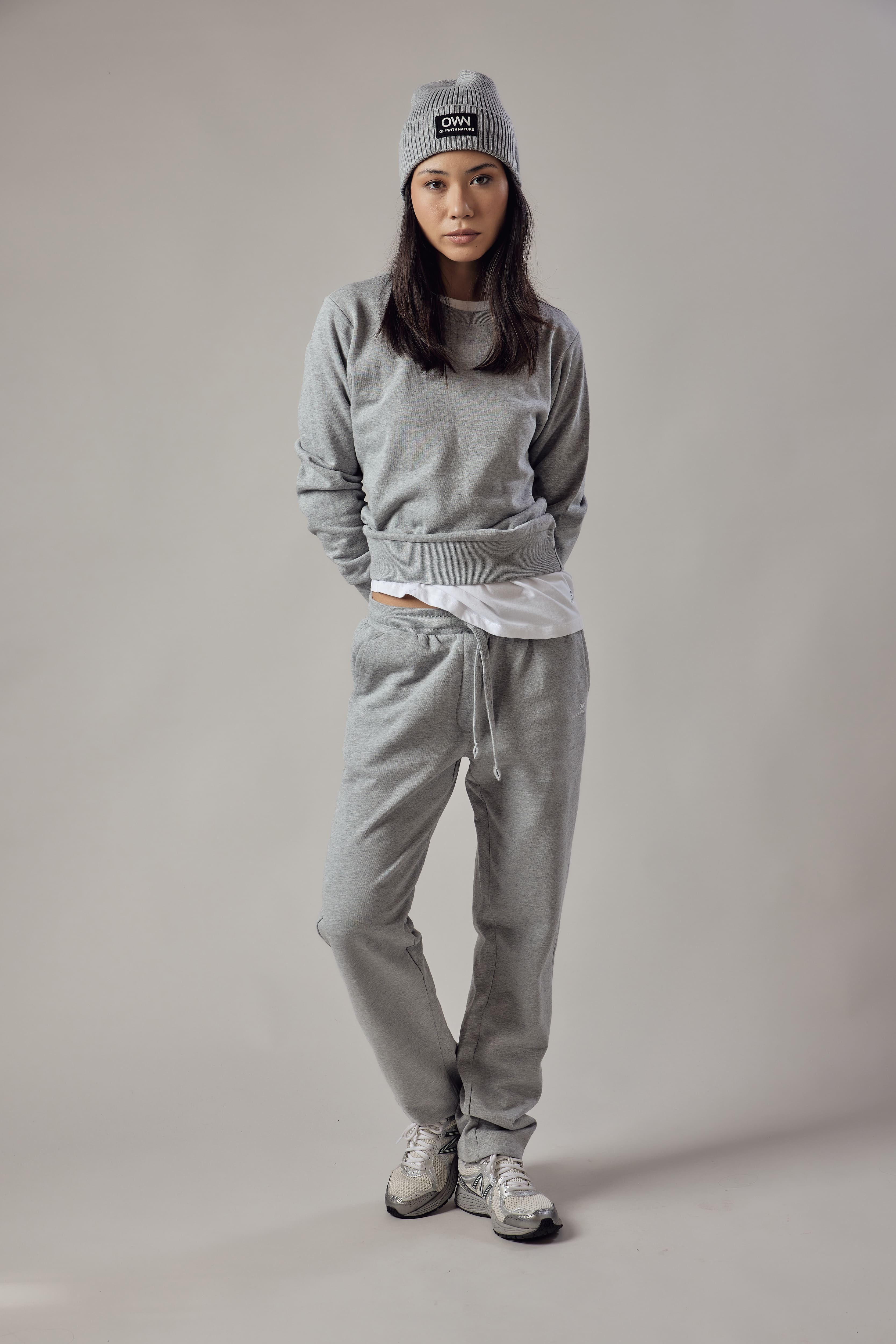 Joggers Felpati Dritti Grigio Chiaro Melange