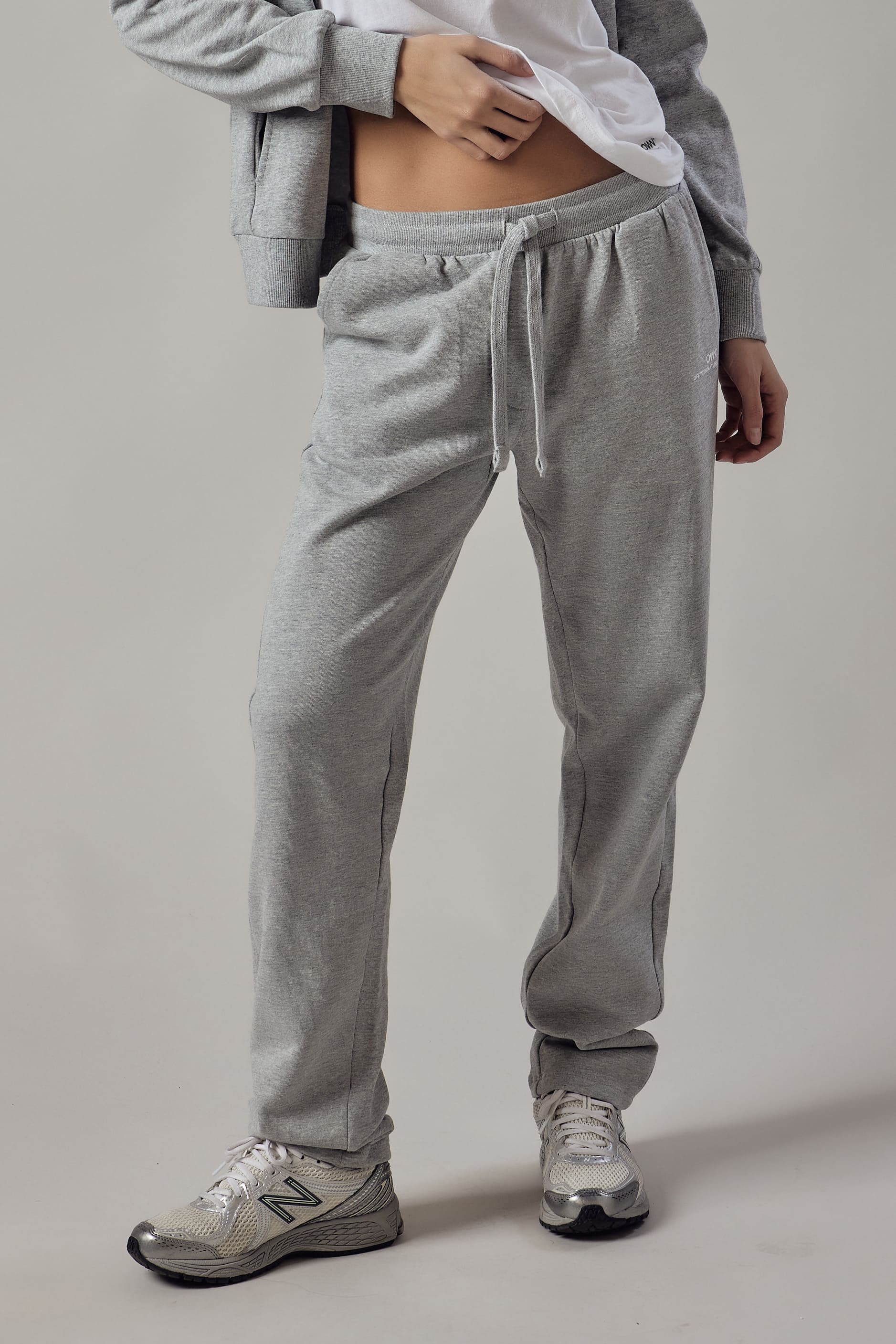 Joggers Felpati Dritti Grigio Chiaro Melange