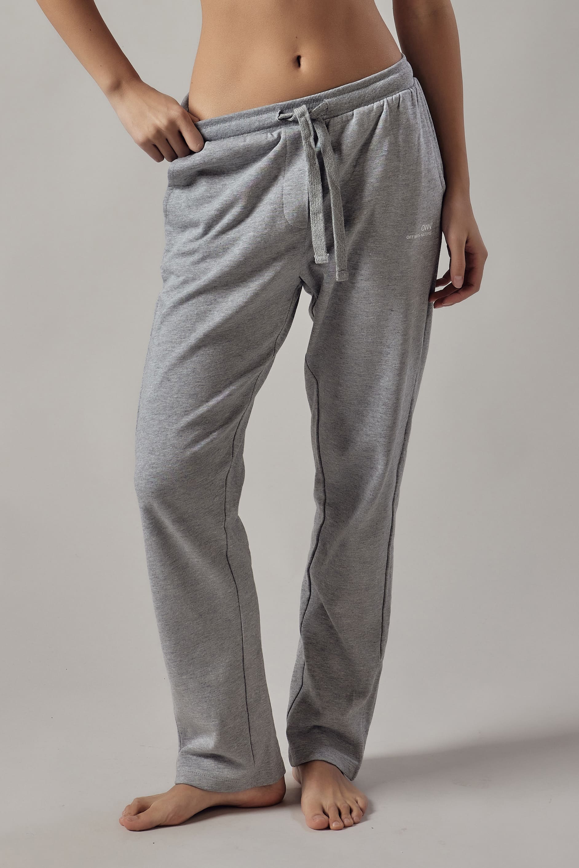 Joggers Dritti Grigio Chiaro Melange