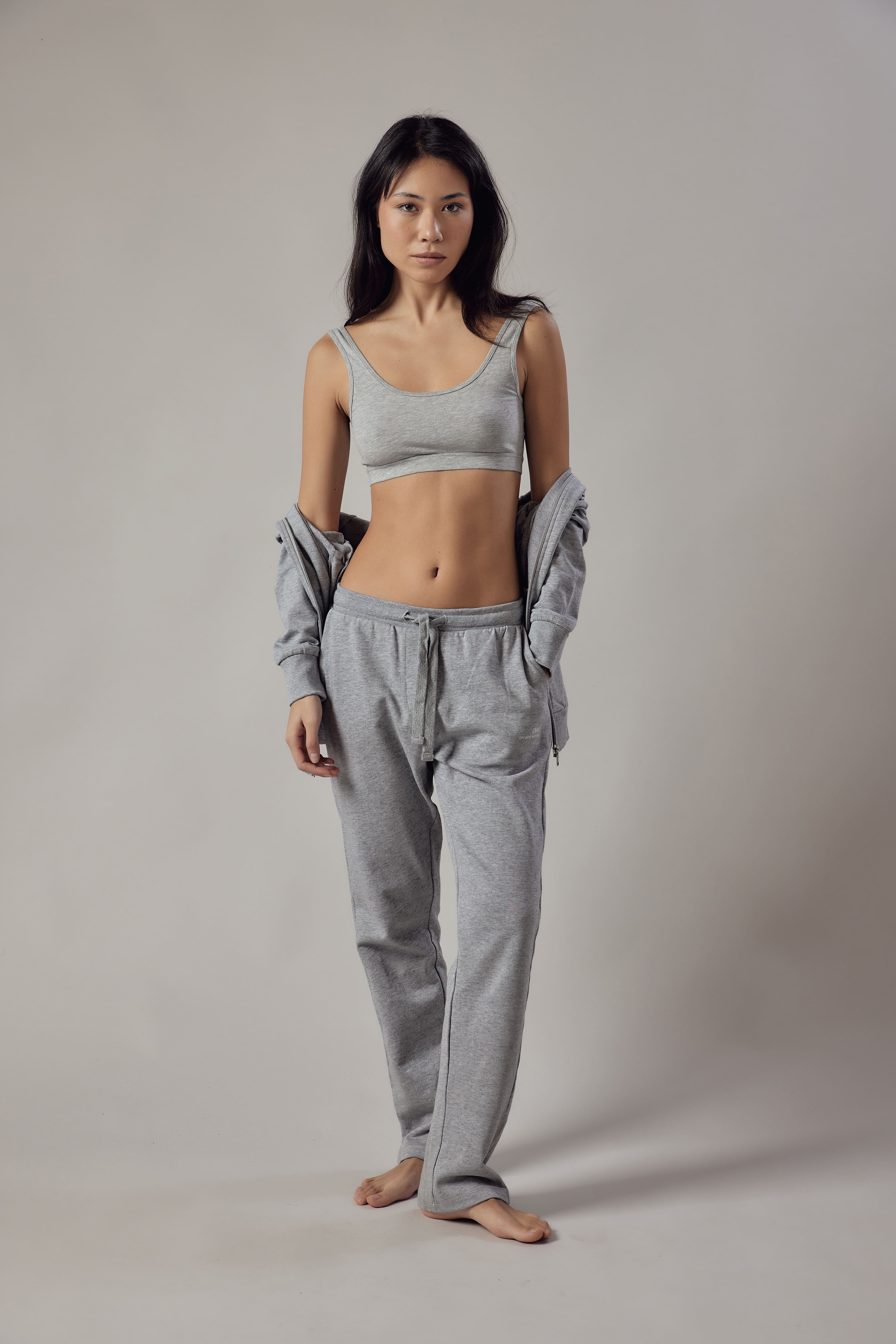 Joggers Dritti Grigio Chiaro Melange
