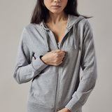 Felpa con Cappuccio e Zip Grigio Chiaro Melange
