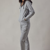 Felpa con Cappuccio e Zip Grigio Chiaro Melange
