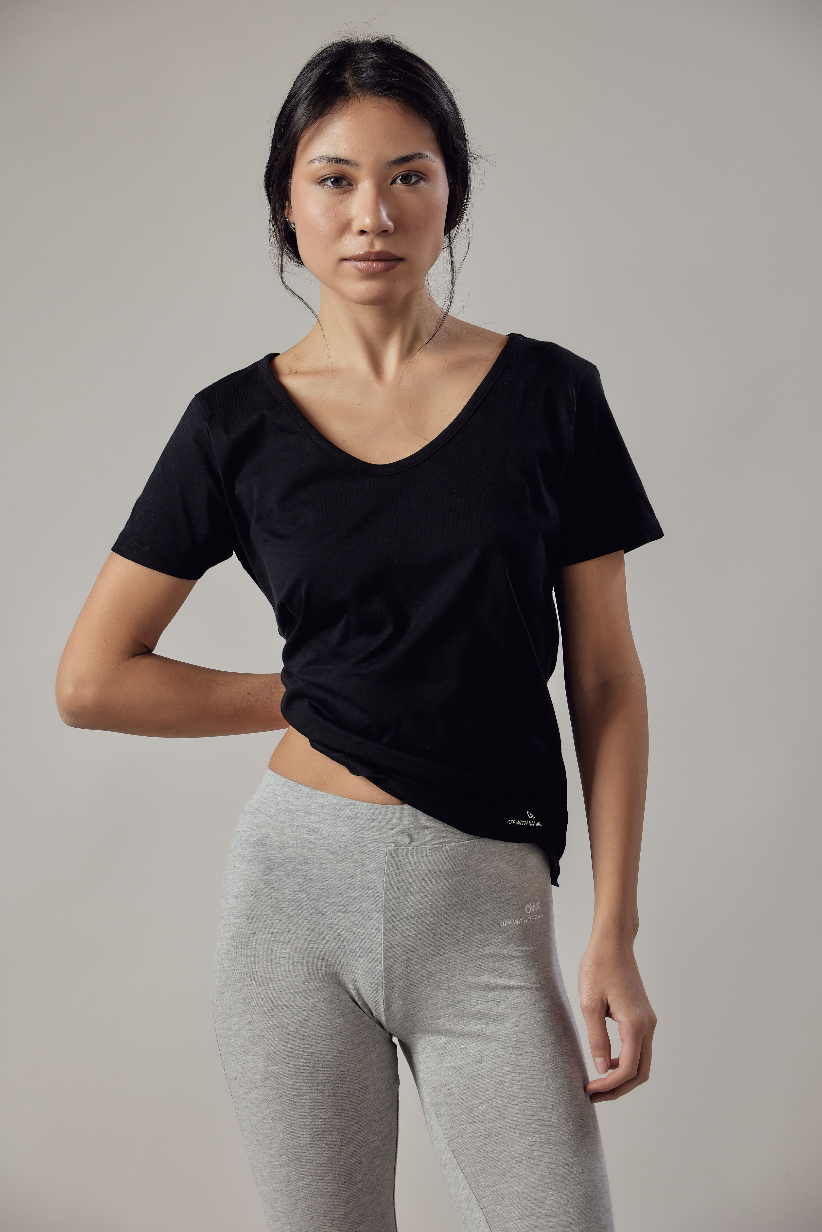Deep Neck Black T-Shirt
