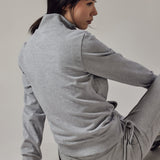 Felpa con Zip Grigio Chiaro Melange