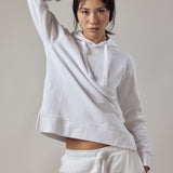 Hooded Sweatshirt with Side Slits White