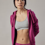 Felpa con Cappuccio e Zip Fucsia