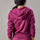 Felpa con Cappuccio e Zip Fucsia