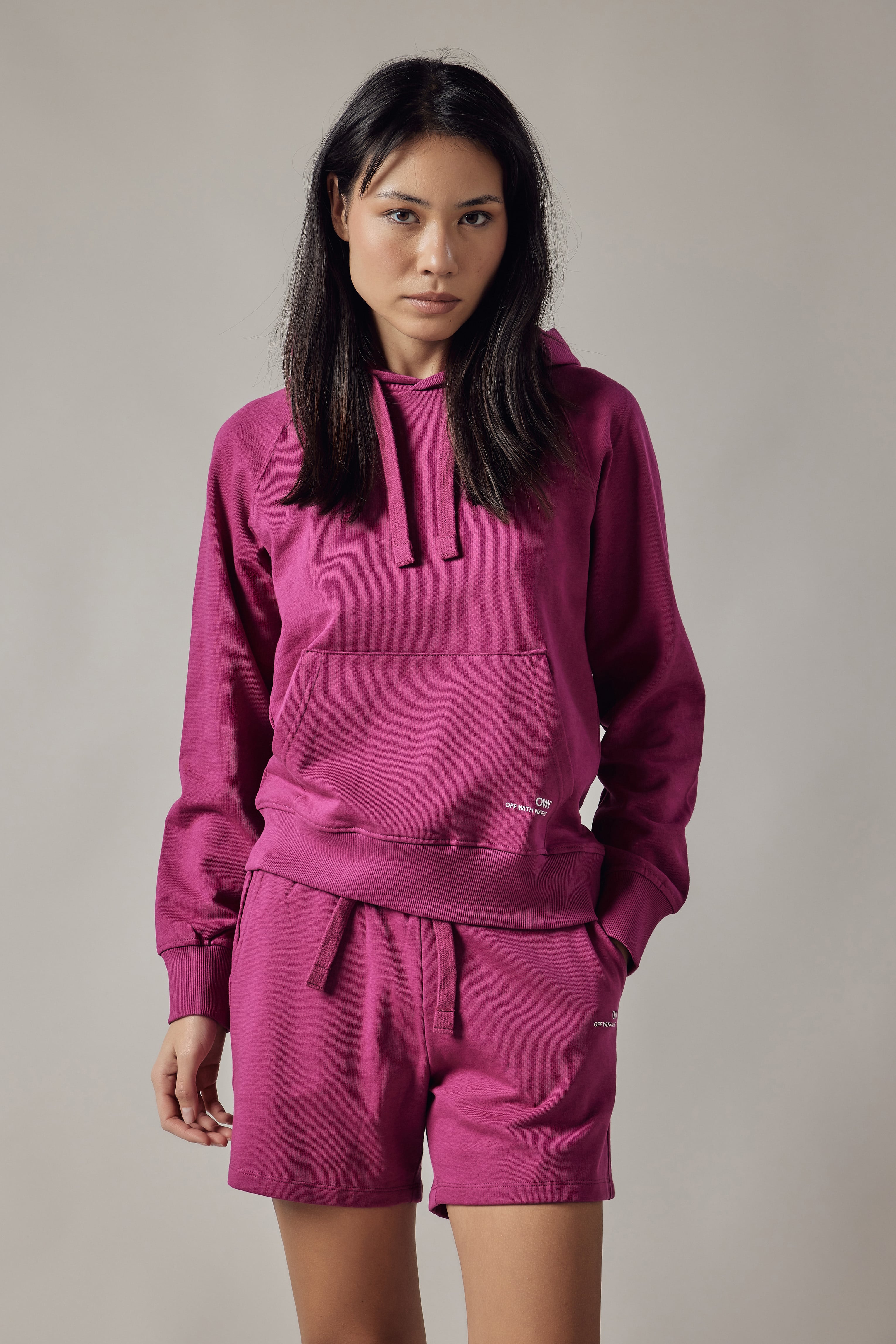 Felpa con Cappuccio Fucsia