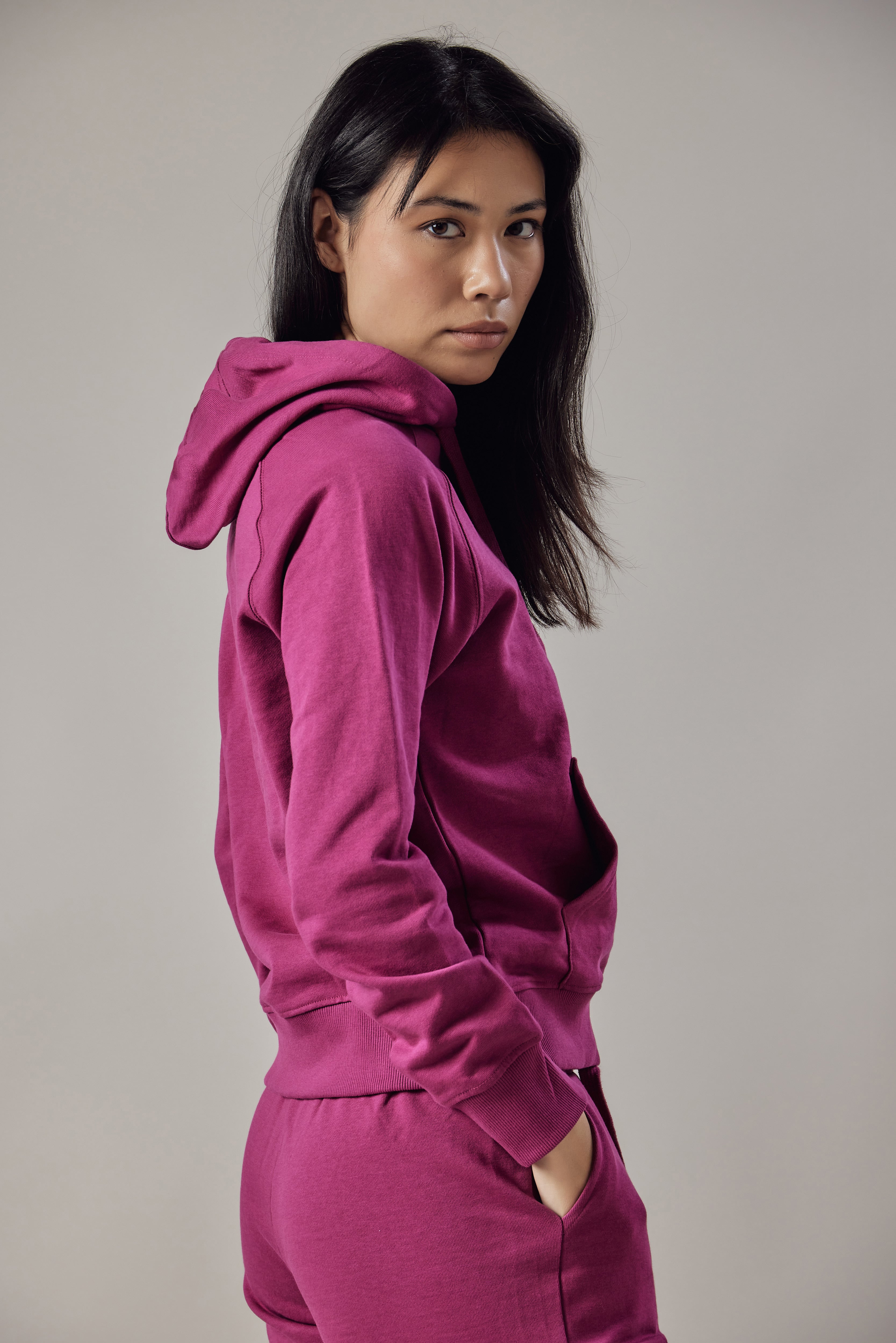 Felpa con Cappuccio Fucsia