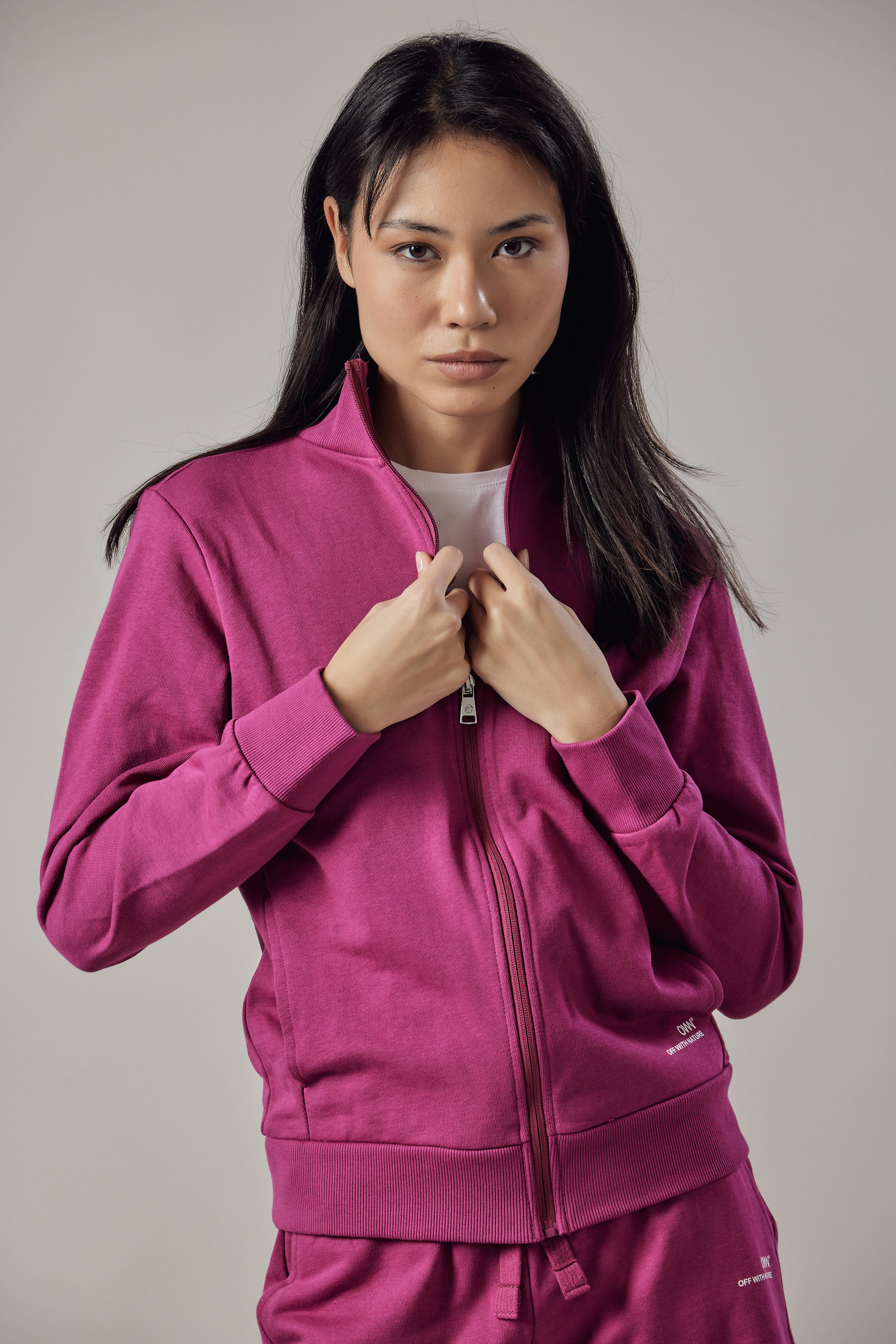Felpa con Zip Fucsia