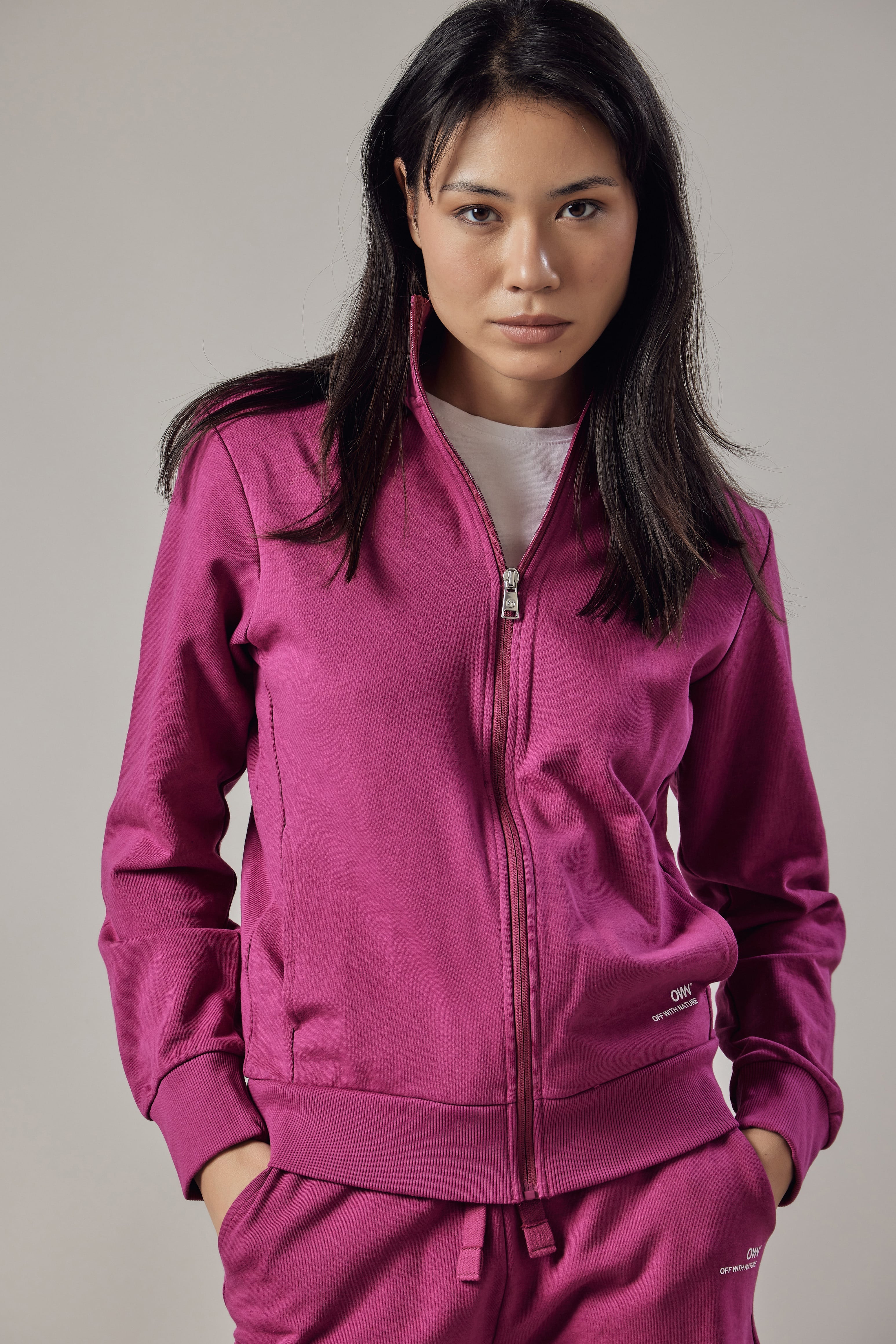 Felpa con Zip Fucsia
