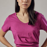 Deep V-Neck Fuchsia T-Shirt