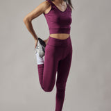 Burgundy V-Neck Sports Top
