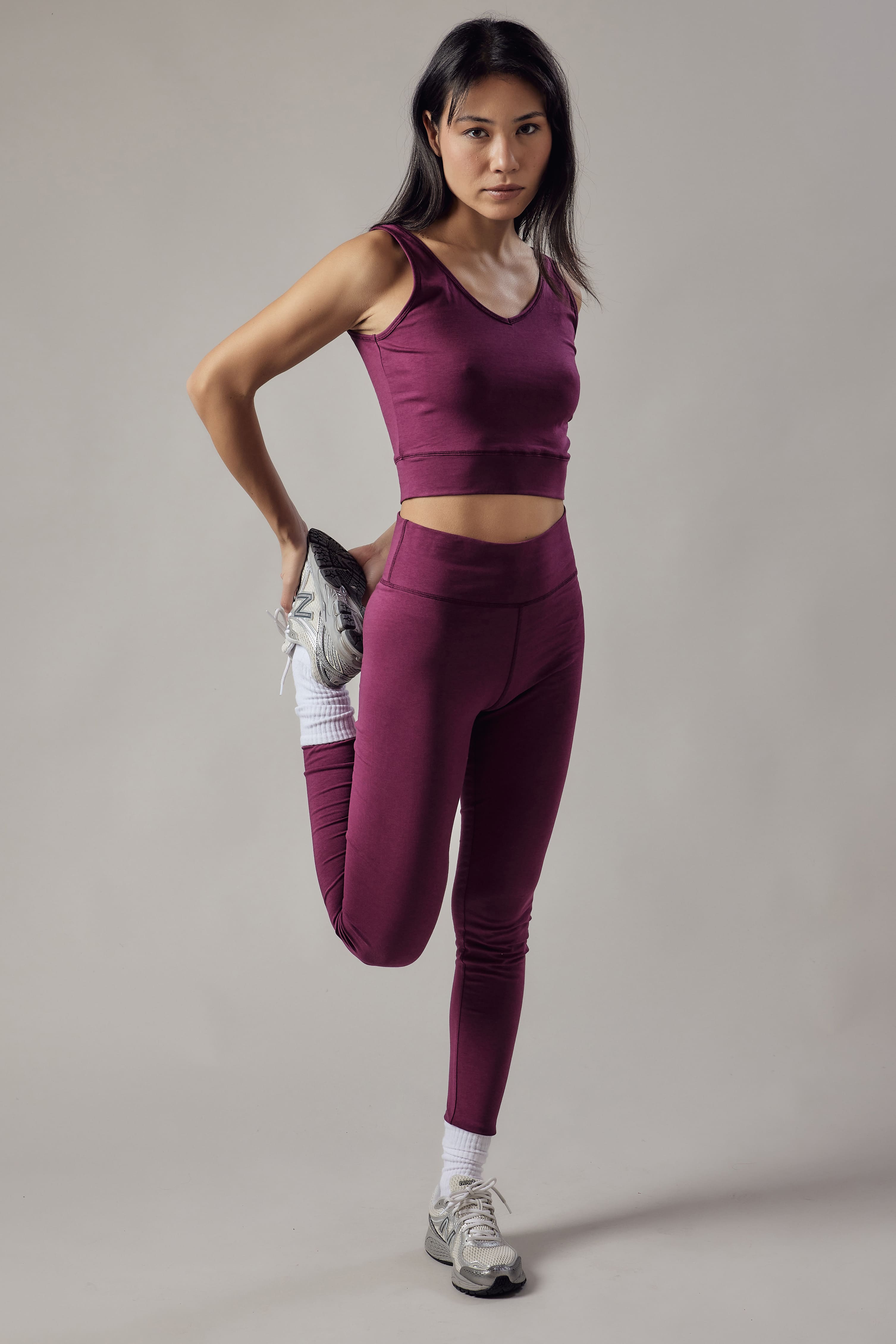 Burgundy V-Neck Sports Top