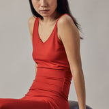 Red V-Neck Sports Top