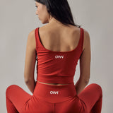 Red V-Neck Sports Top