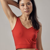 Red V-Neck Sports Top