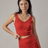Red V-Neck Sports Top