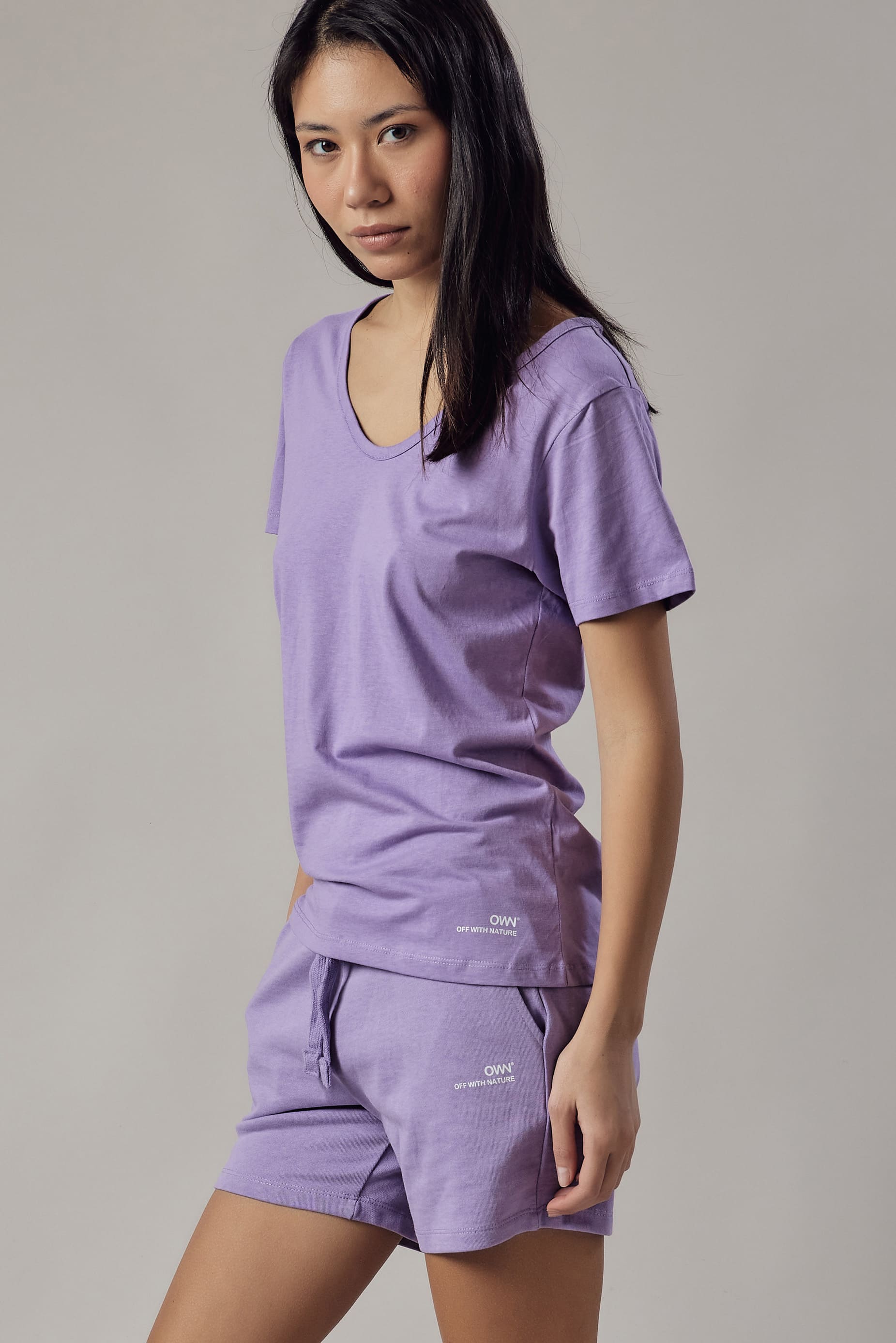 Lilac Deep V-Neck T-Shirt