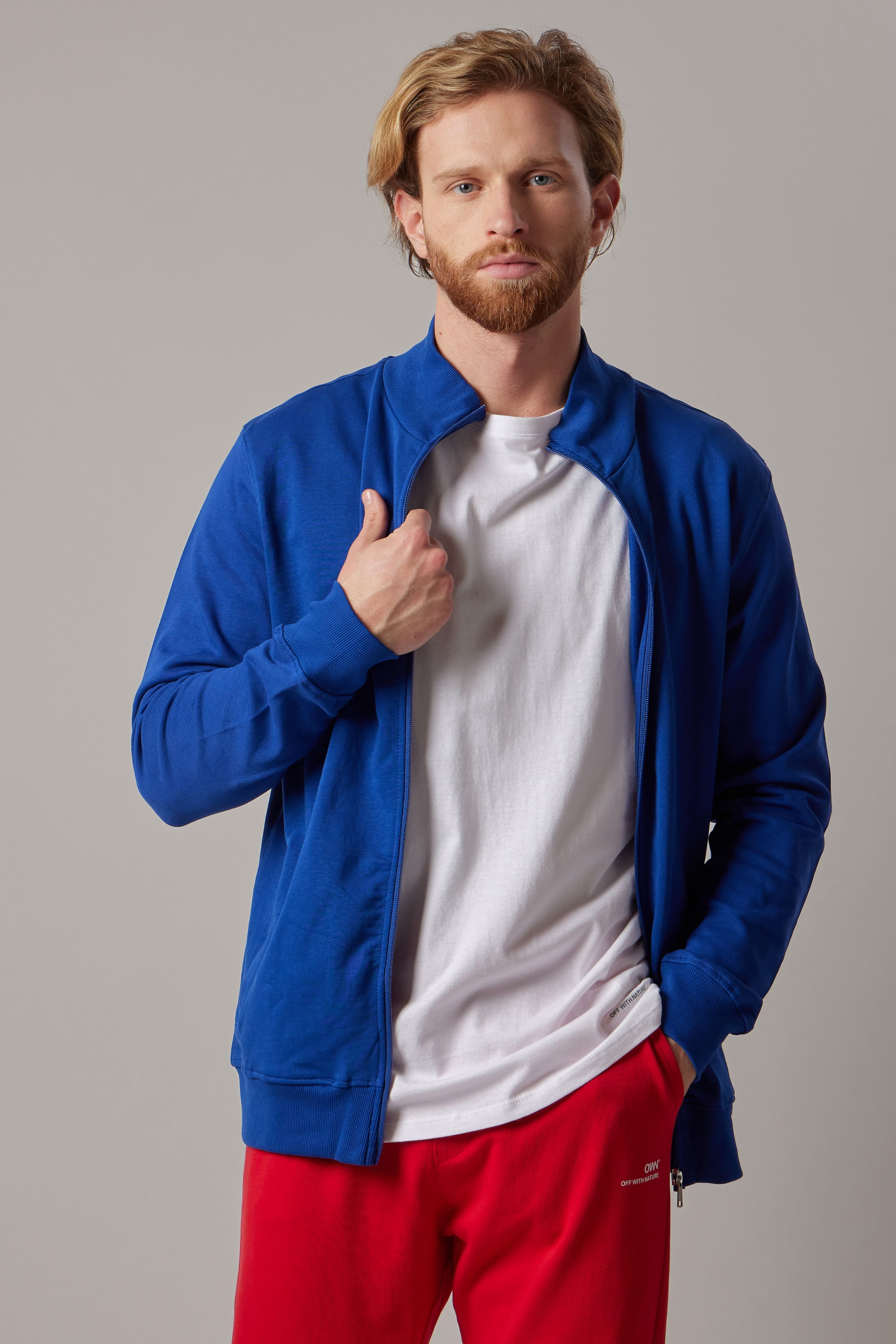 Felpa con Zip Blu Royal