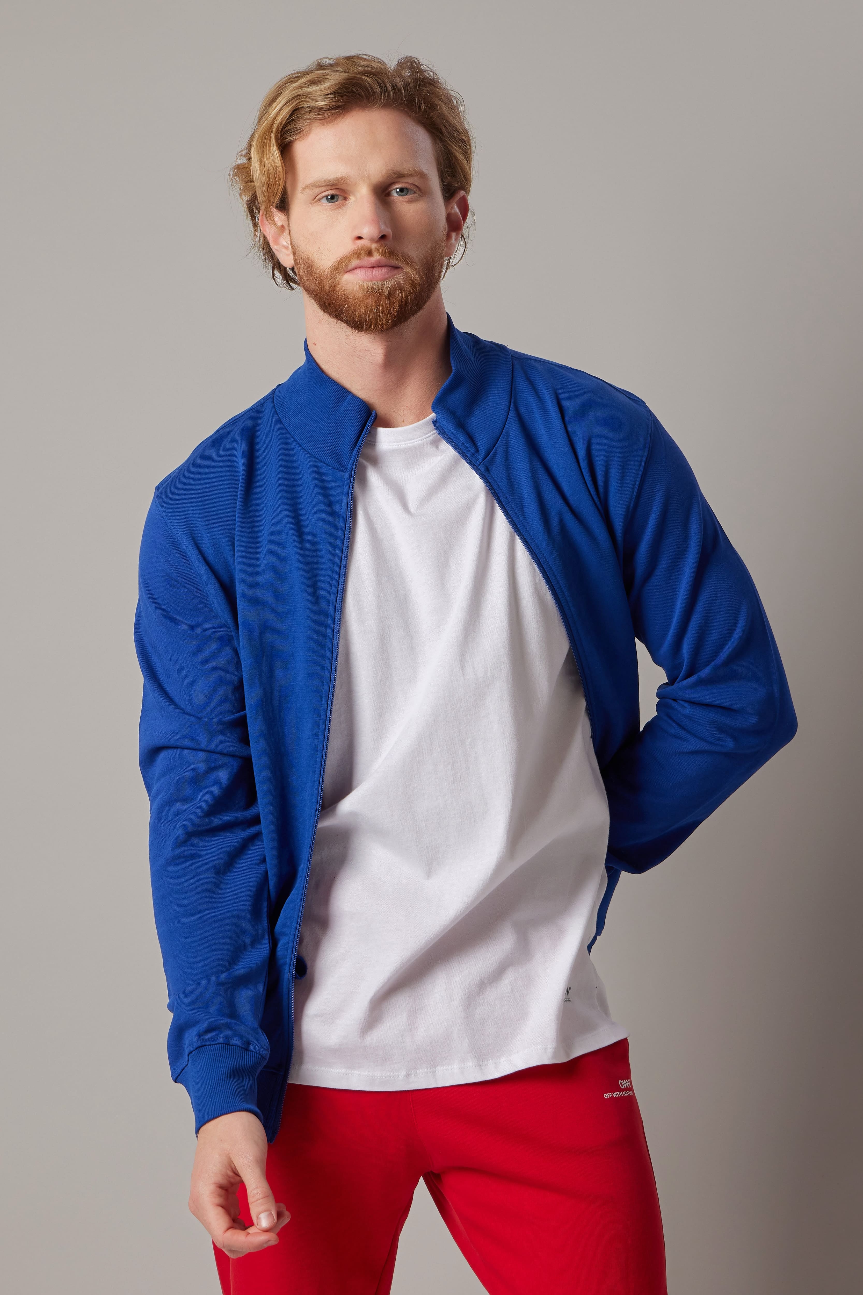 Felpa con Zip Blu Royal