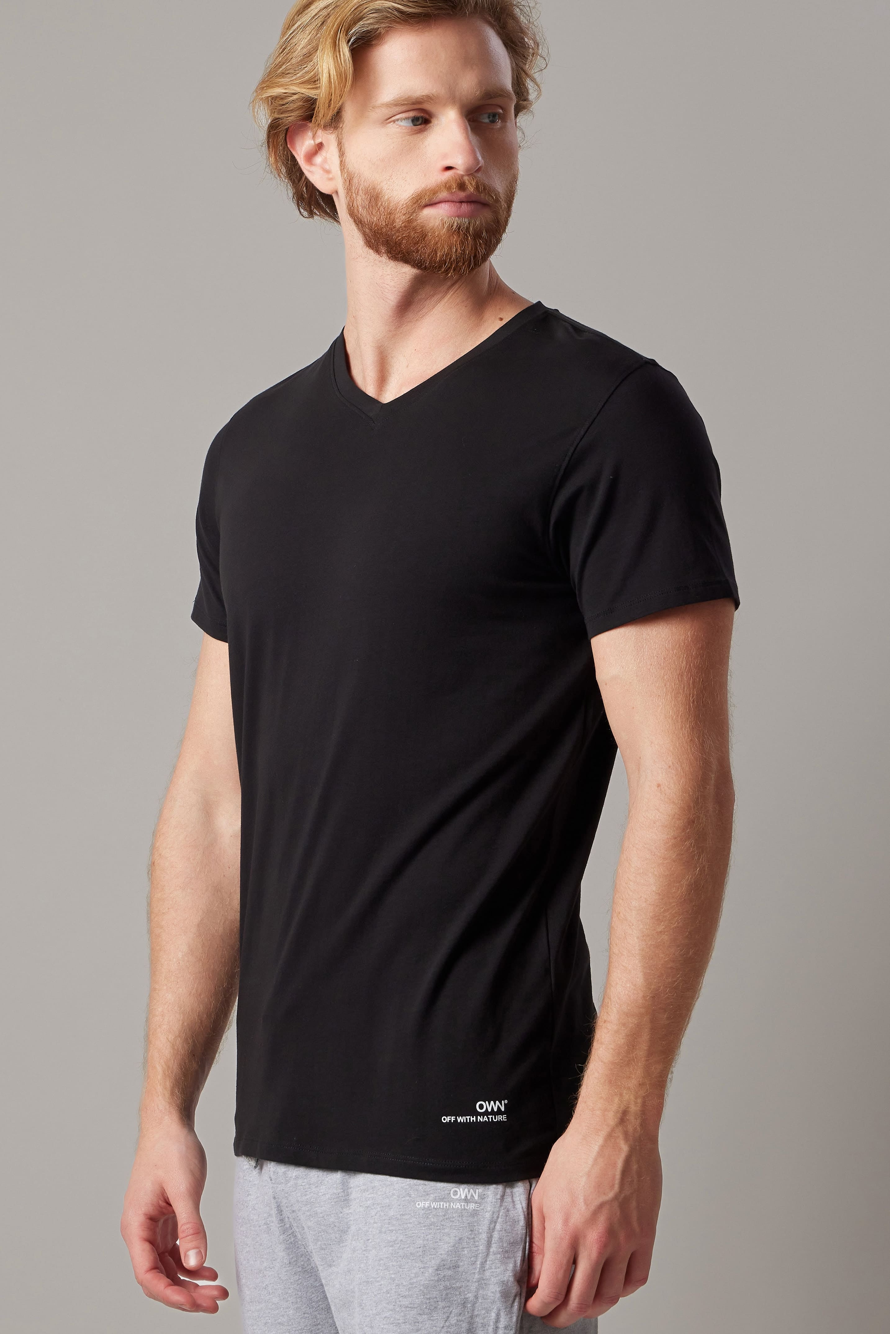 T-Shirt Scollo a V Elasticizzata Nero