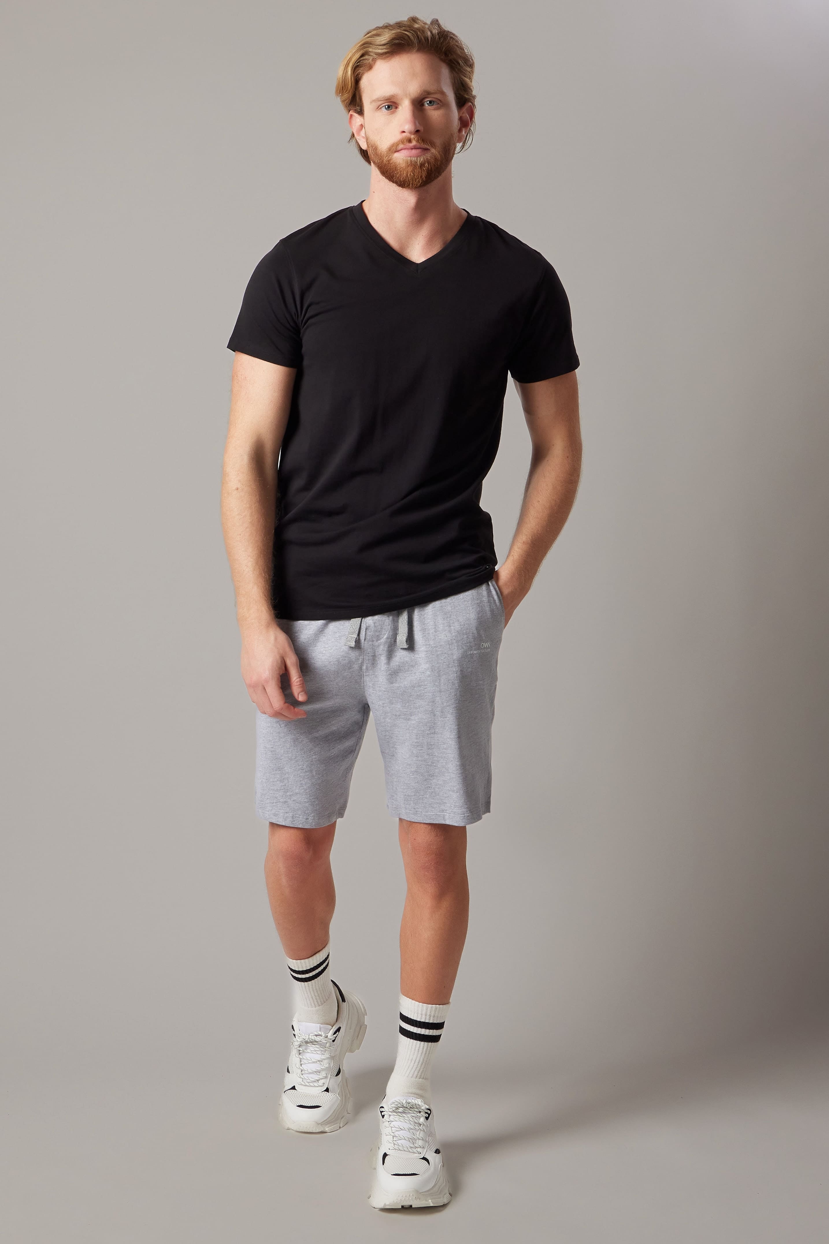 T-Shirt Scollo a V Elasticizzata Nero