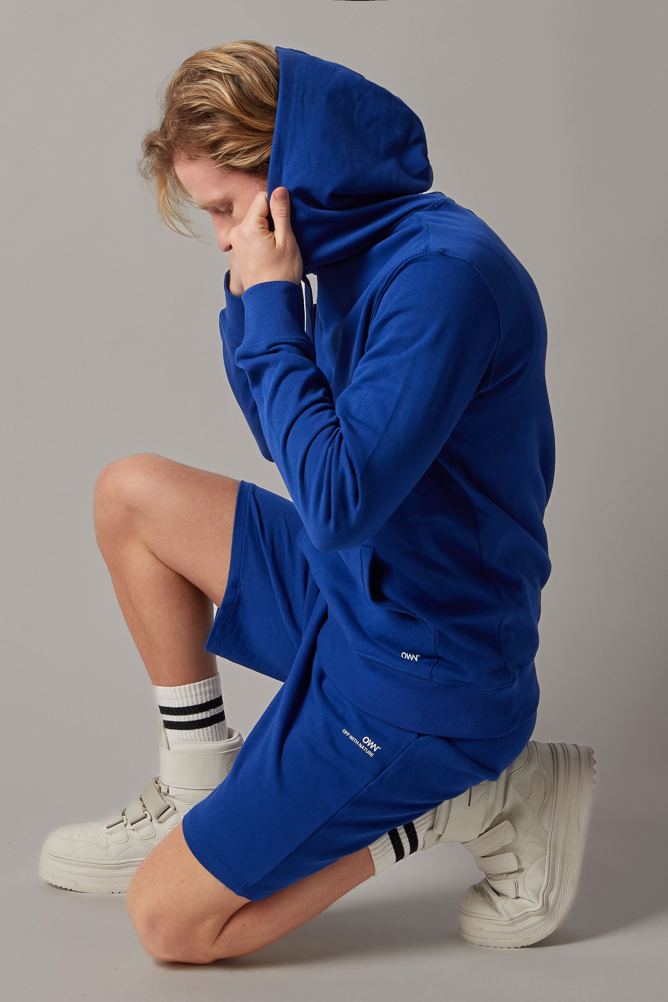 Felpa con Cappuccio Blu Royal