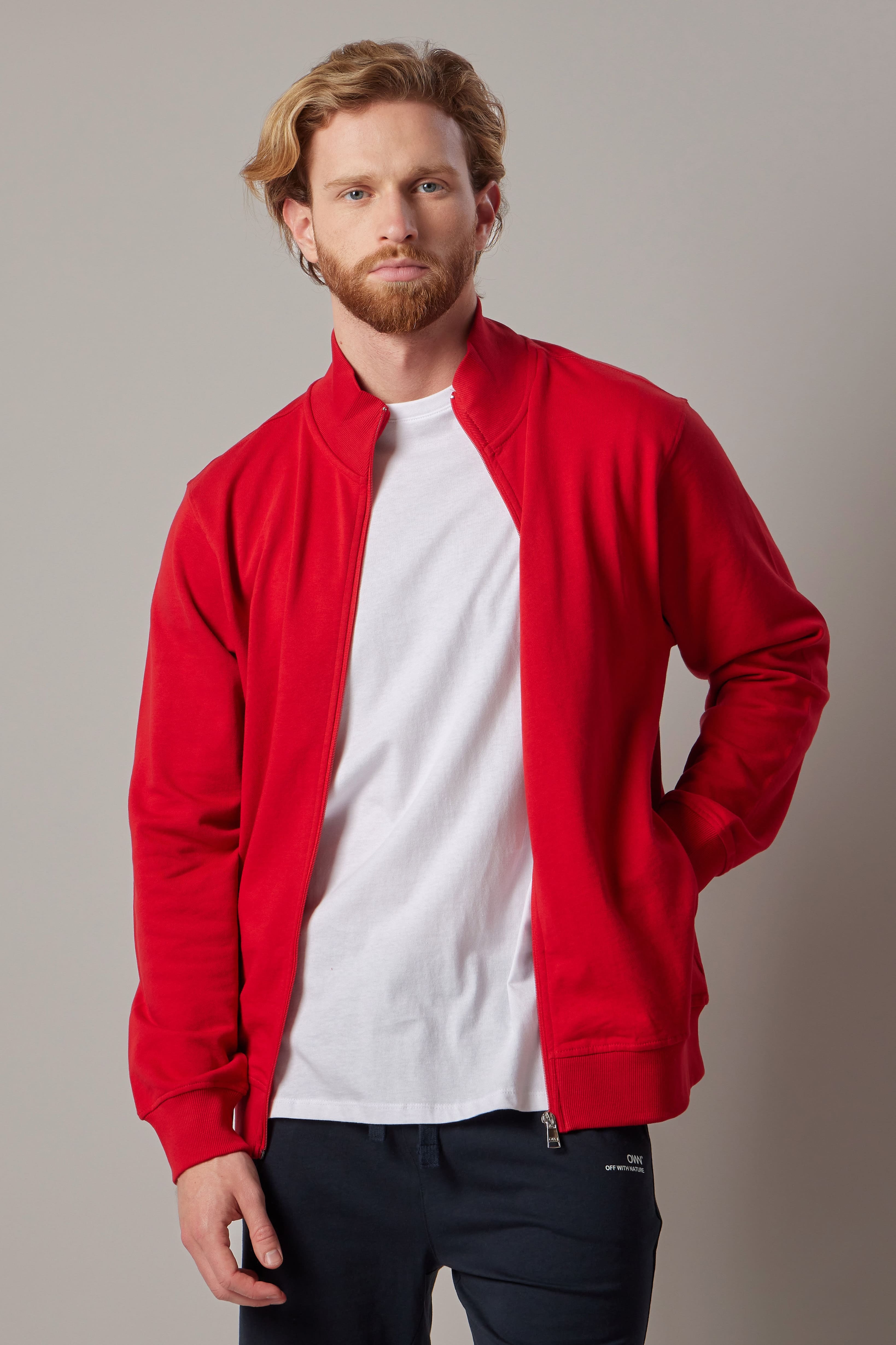 Felpa con Zip Rosso