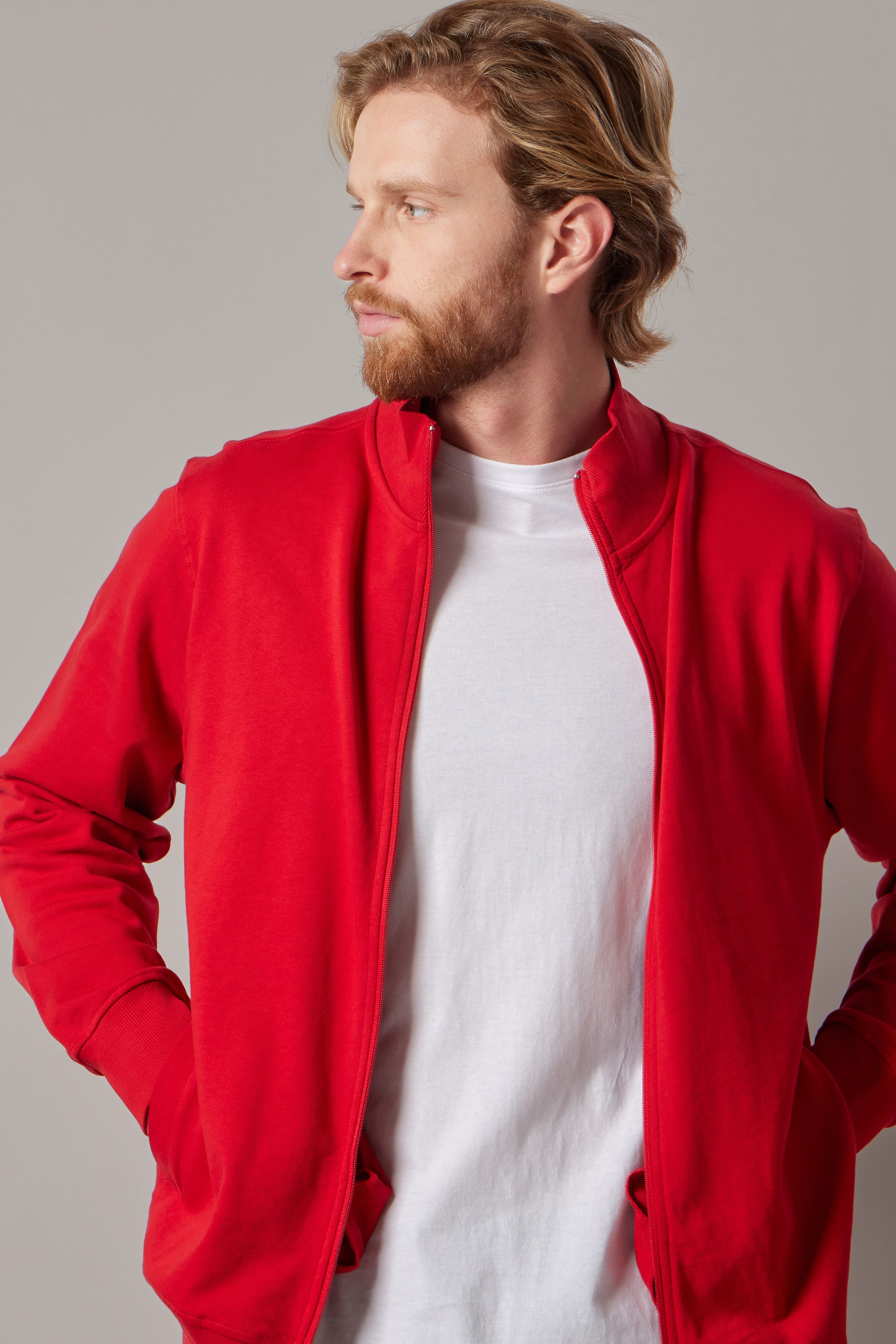 Felpa con Zip Rosso