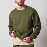 Fleece Crew Neck Sweatshirt + Fleece Joggers Military Green Set