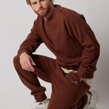 Brown Fleece Crewneck Sweatshirt + Fleece Joggers Set
