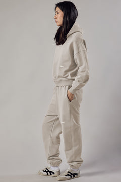 Set Felpa con Cappuccio + Joggers Loose Fit – Beige