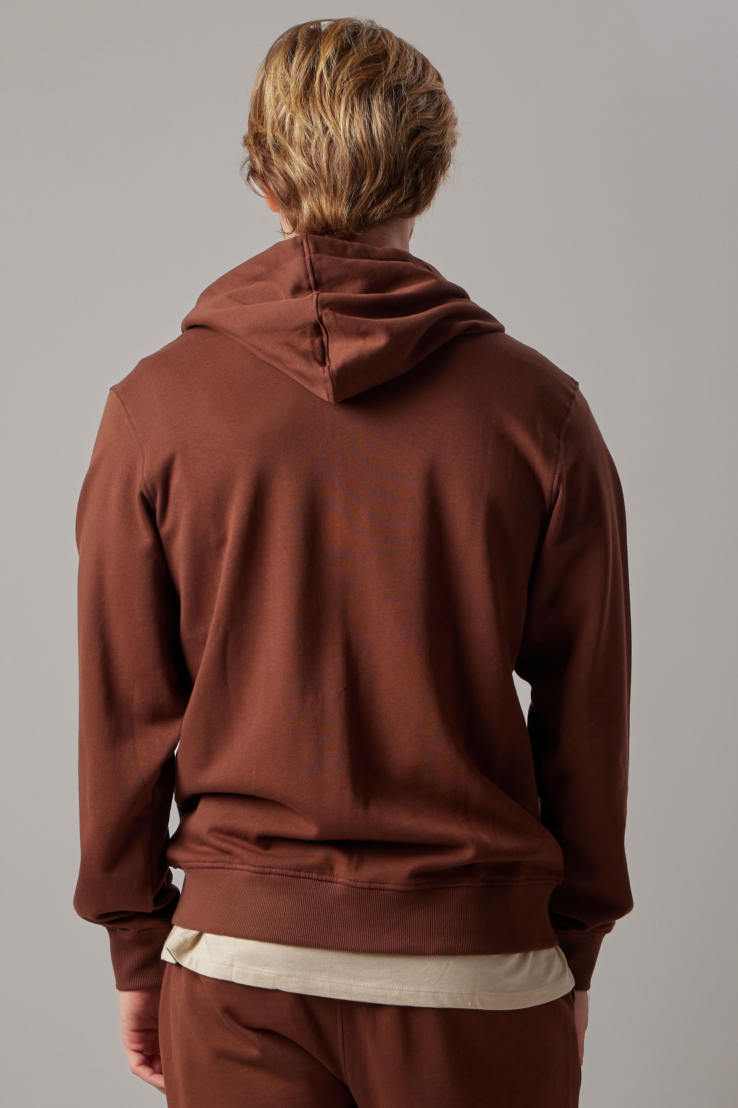Brown Hooded Zippered Sweatshirt