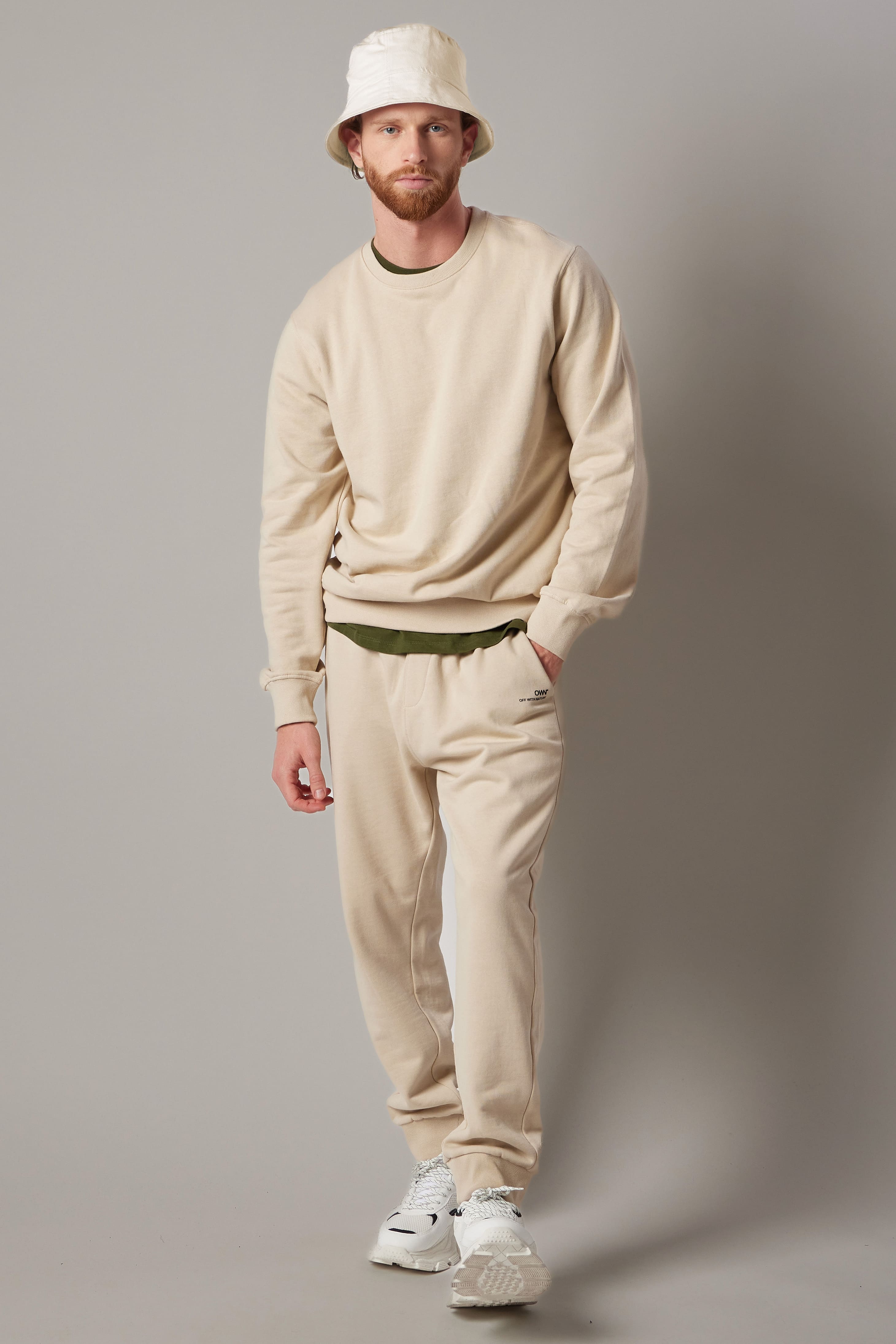Ecru Fleece Crew Neck Sweatshirt