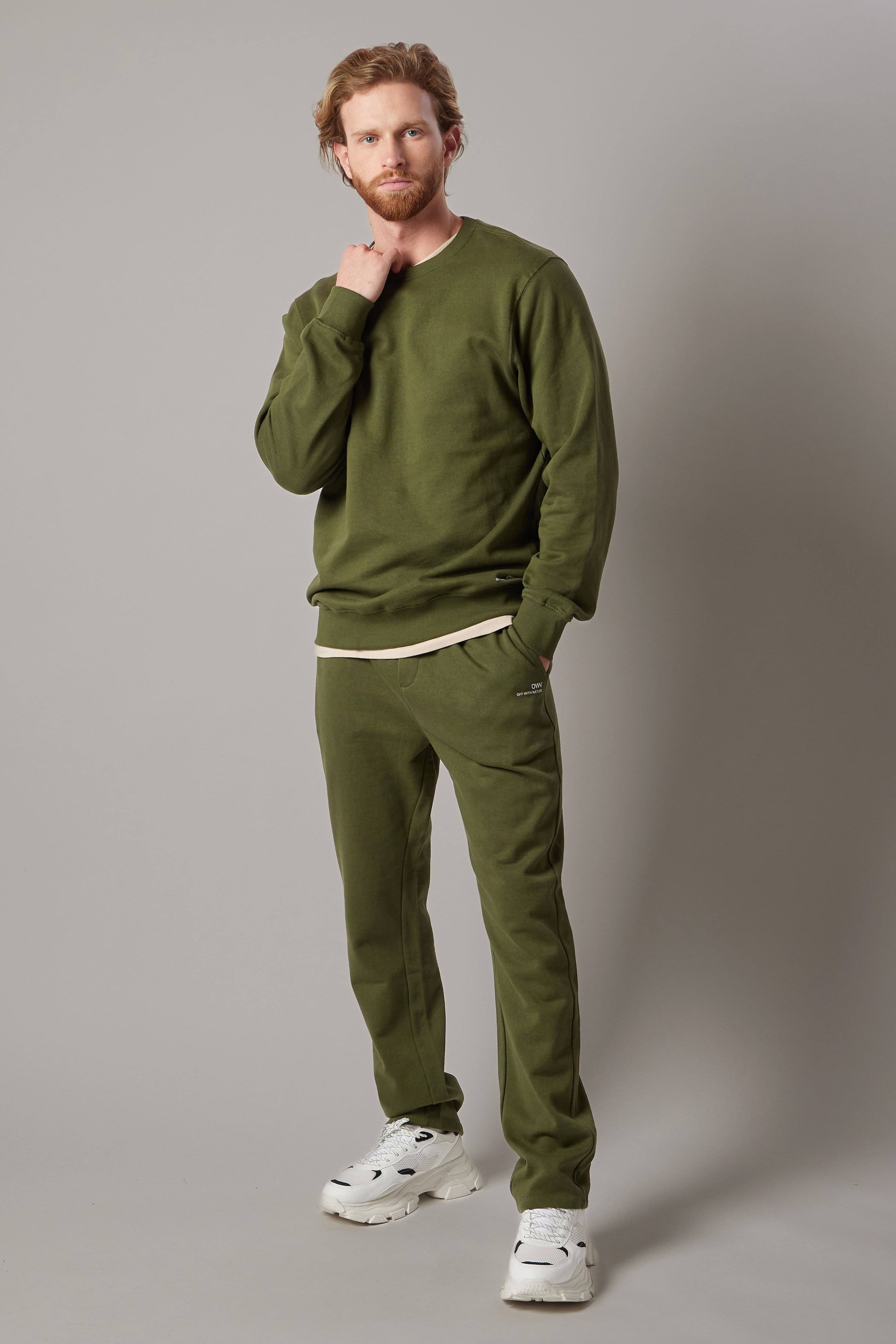 Felpa Felpata Girocollo Verde Militare