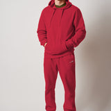 Hooded Fleece Sweatshirt + Fleece Joggers Set Red