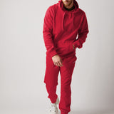 Hooded Fleece Sweatshirt + Fleece Joggers Set Red