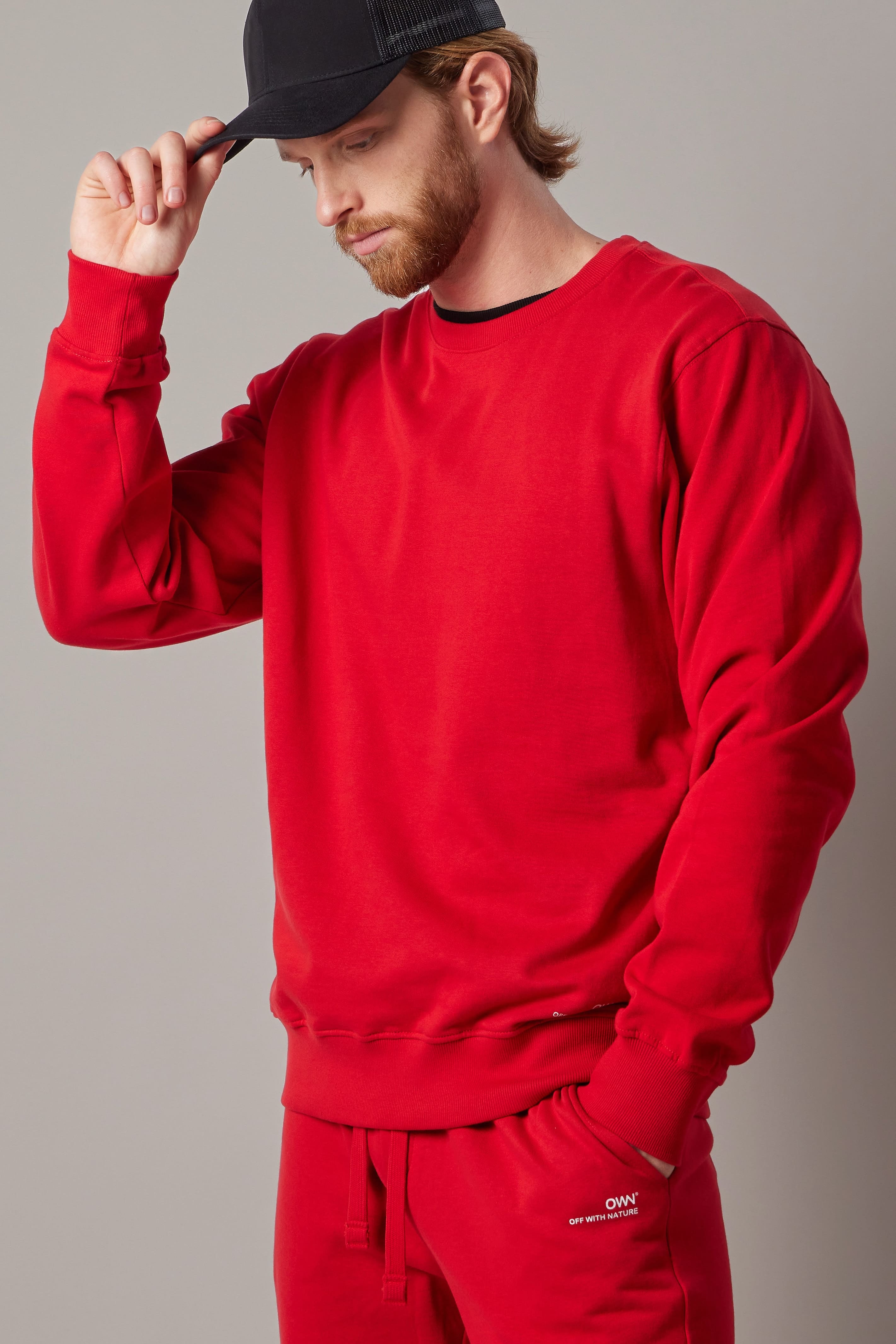 Red Fleece Crewneck Sweatshirt