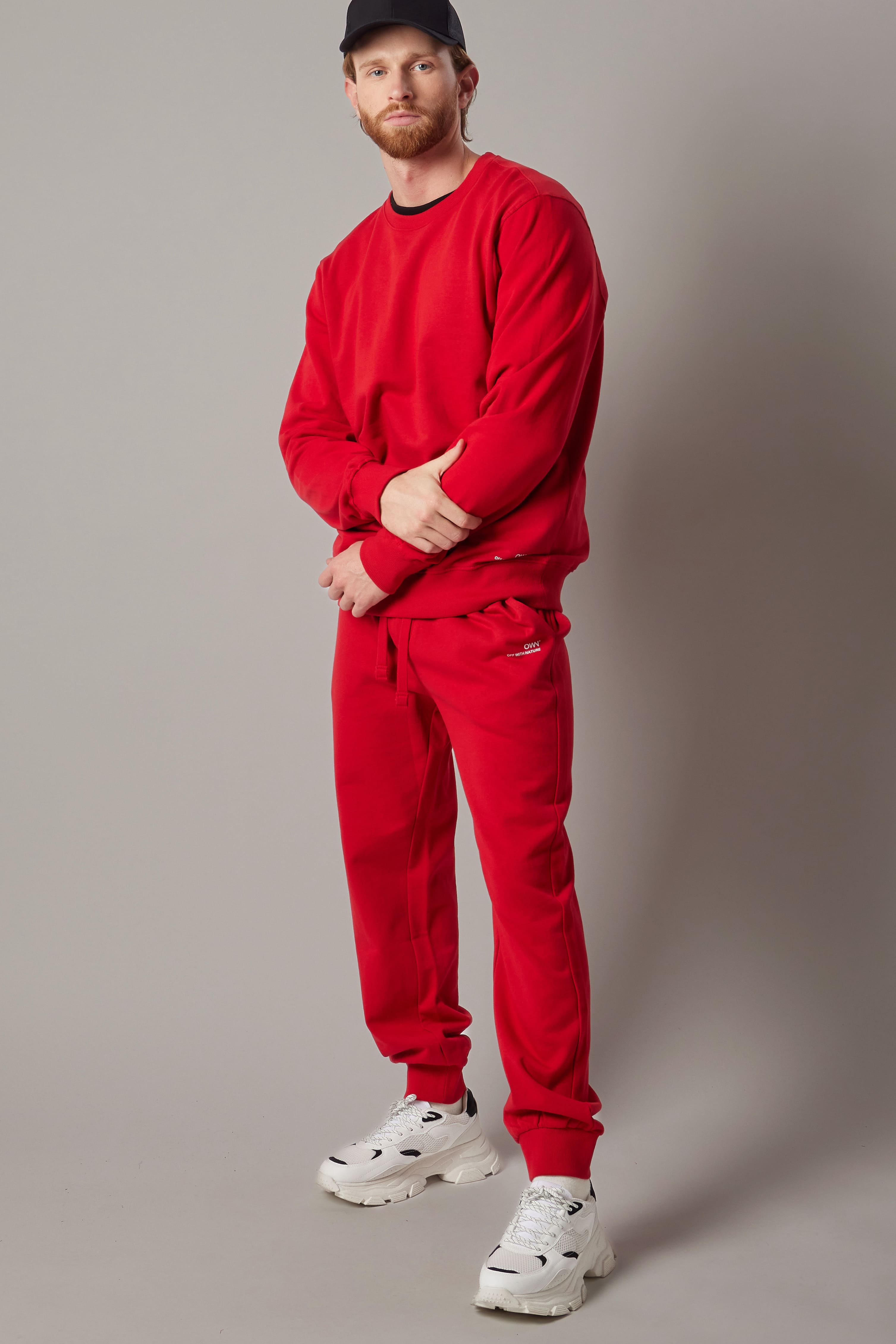 Red Fleece Crewneck Sweatshirt
