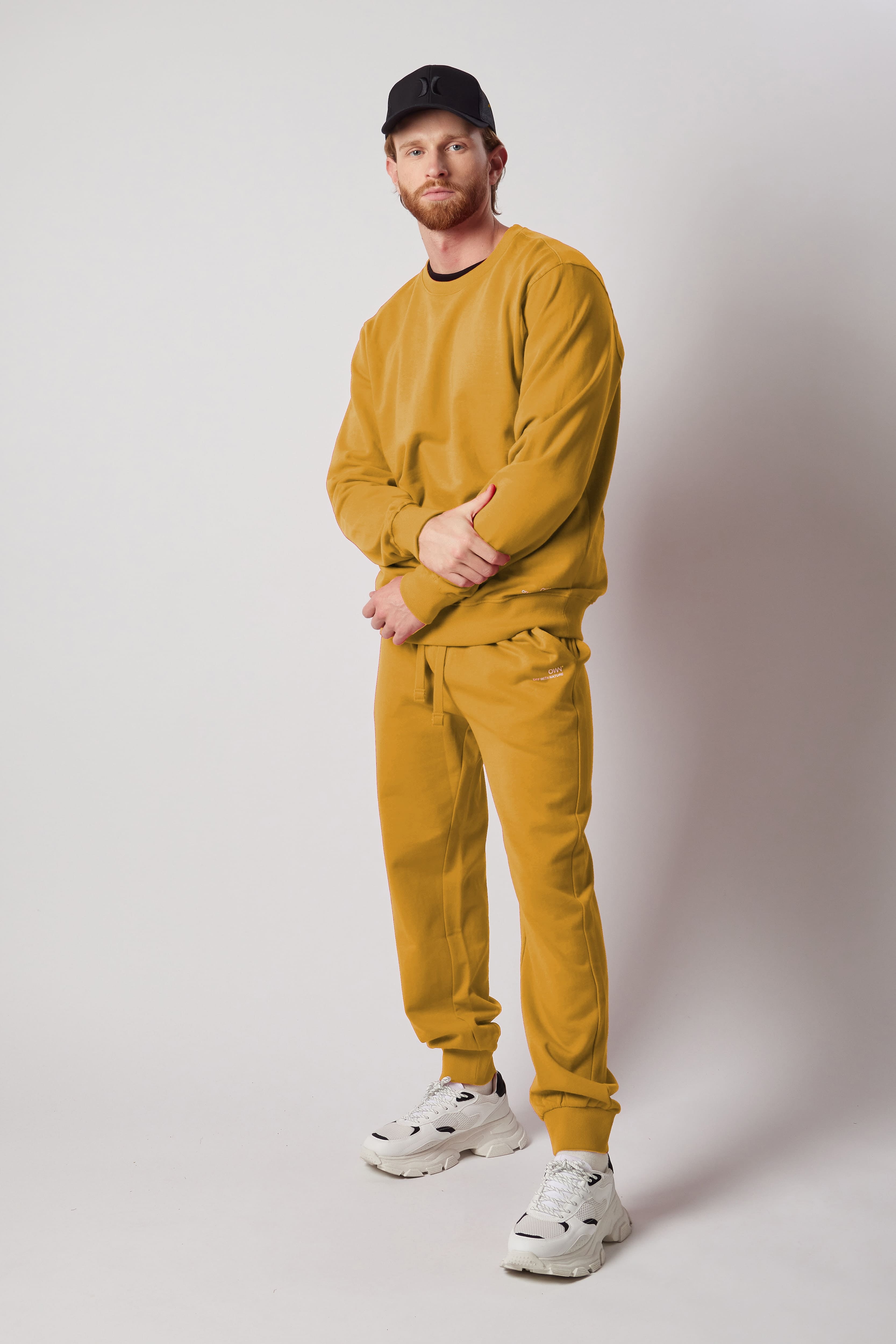 Set Felpa Felpata Girocollo + Joggers Felpati Ocra