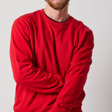 Brushed Fleece Crewneck Sweatshirt + Joggers Set Red
