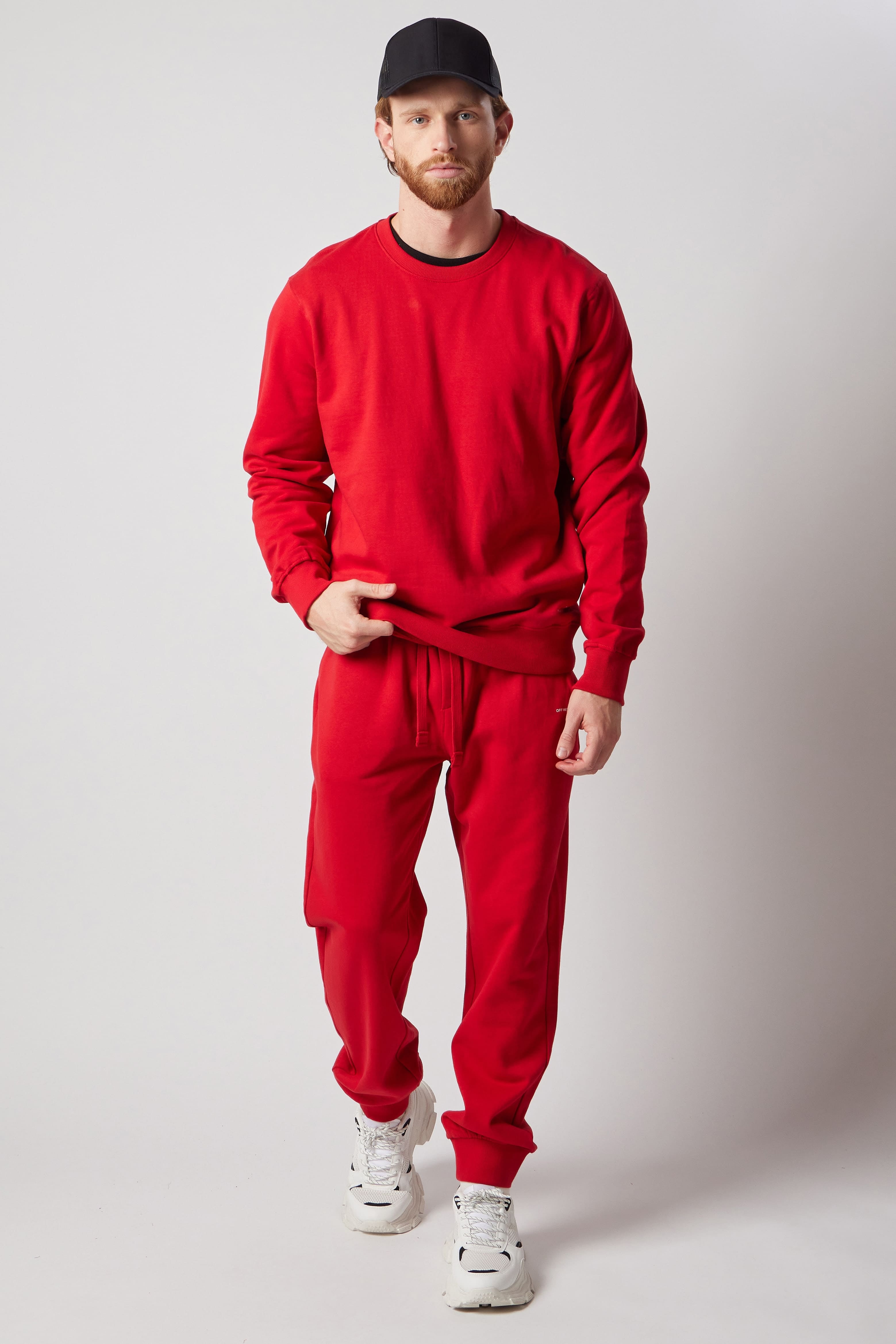 Set Felpa Felpata Girocollo + Joggers Felpati Rosso