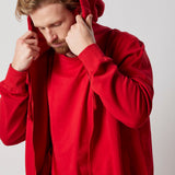Set Felpa con Cappuccio e Zip + Joggers Rosso
