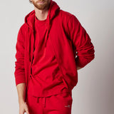 Set Felpa con Cappuccio e Zip + Joggers Rosso
