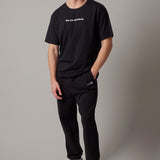 Round Neck T-Shirt with Phrase Black