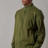 Military Green Fleece Zip-Up Sweatshirt