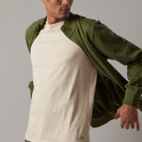 Military Green Fleece Zip-Up Sweatshirt